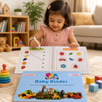 Pop Learning Baby Binder – Reusable Montessori Activity Book for Toddlers (1–3 Years) | 16 Learning Activities | 60+ Stickers